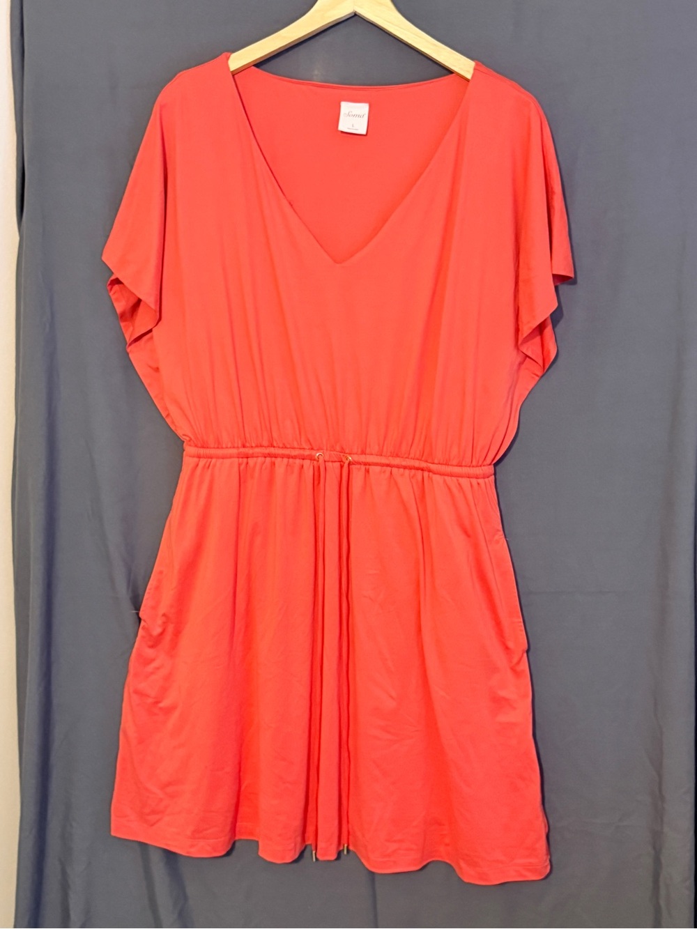 Soma Coral V-Neck Dress - Picture 2 of 5